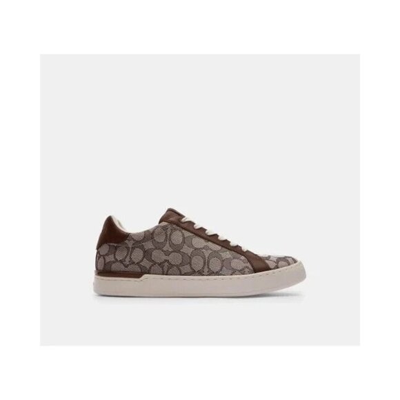Coach Low Top Sneakers Men's Size 10/11 Khaki Trainer In Signature Jacquard - Picture 3 of 4
